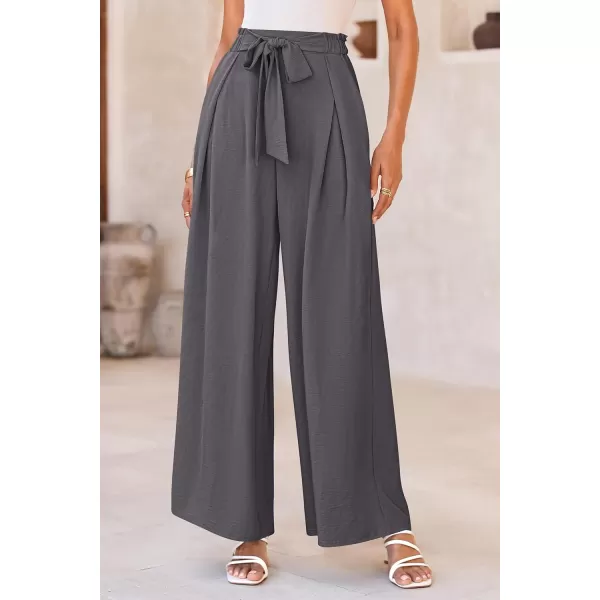 PRETTYGARDEN Womens Wide Leg Work Pants Business Casual High Waisted Loose Palazzo Trouser Summer ClothesDark Grey