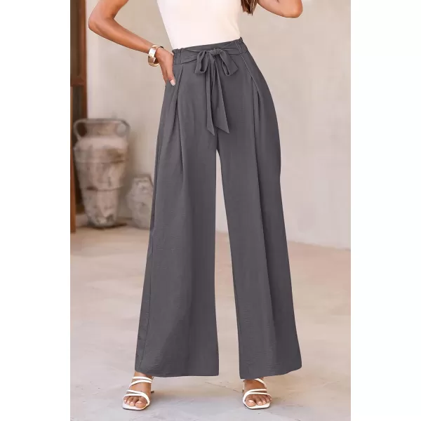 PRETTYGARDEN Womens Wide Leg Work Pants Business Casual High Waisted Loose Palazzo Trouser Summer ClothesDark Grey