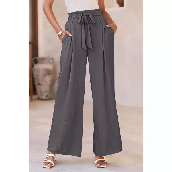PRETTYGARDEN Womens Wide Leg Work Pants Business Casual High Waisted Loose Palazzo Trouser Summer ClothesDark Grey