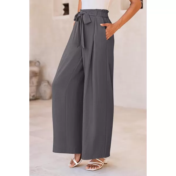 PRETTYGARDEN Womens Wide Leg Work Pants Business Casual High Waisted Loose Palazzo Trouser Summer ClothesDark Grey