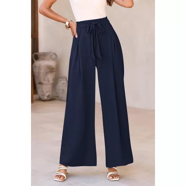 PRETTYGARDEN Womens Wide Leg Work Pants Business Casual High Waisted Loose Palazzo Trouser Summer ClothesNavy