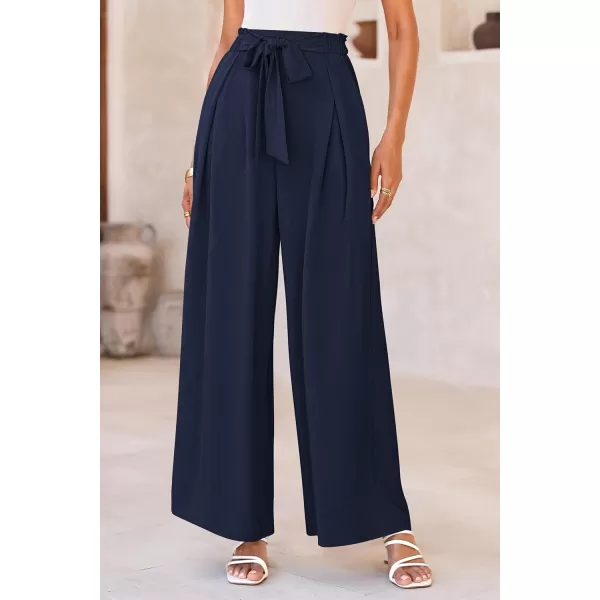 PRETTYGARDEN Womens Wide Leg Work Pants Business Casual High Waisted Loose Palazzo Trouser Summer ClothesNavy