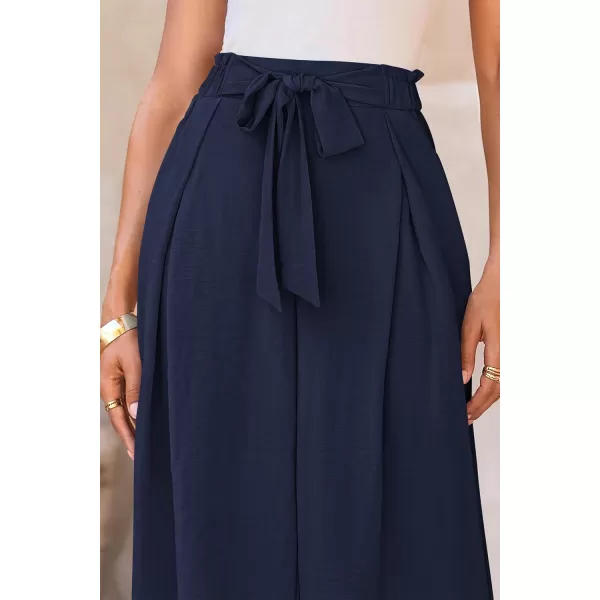 PRETTYGARDEN Womens Wide Leg Work Pants Business Casual High Waisted Loose Palazzo Trouser Summer ClothesNavy
