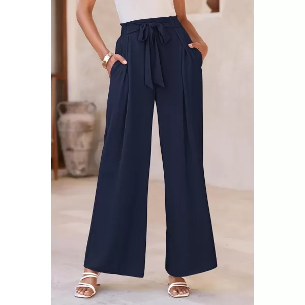 PRETTYGARDEN Womens Wide Leg Work Pants Business Casual High Waisted Loose Palazzo Trouser Summer ClothesNavy