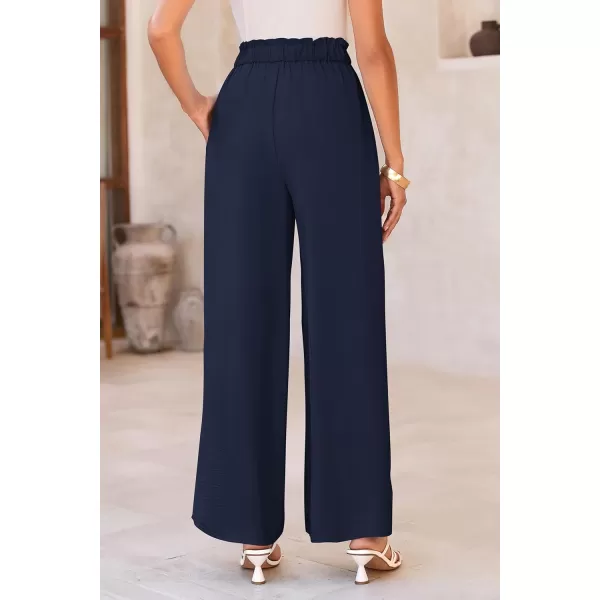 PRETTYGARDEN Womens Wide Leg Work Pants Business Casual High Waisted Loose Palazzo Trouser Summer ClothesNavy