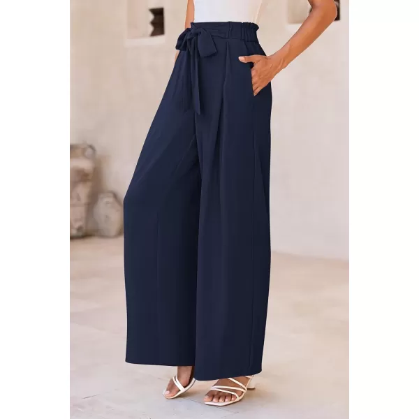 PRETTYGARDEN Womens Wide Leg Work Pants Business Casual High Waisted Loose Palazzo Trouser Summer ClothesNavy