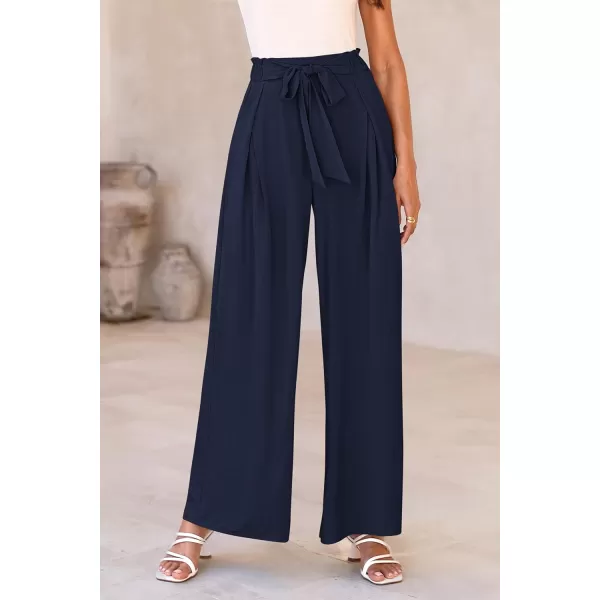 PRETTYGARDEN Womens Wide Leg Work Pants Business Casual High Waisted Loose Palazzo Trouser Summer ClothesNavy