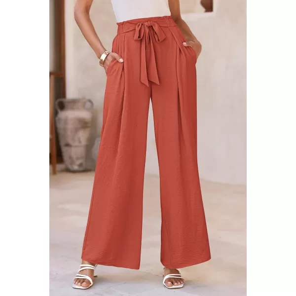 PRETTYGARDEN Womens Wide Leg Work Pants Business Casual High Waisted Loose Palazzo Trouser Summer ClothesOrange