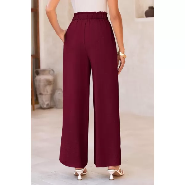 PRETTYGARDEN Womens Wide Leg Work Pants Business Casual High Waisted Loose Palazzo Trouser Summer ClothesWine Red