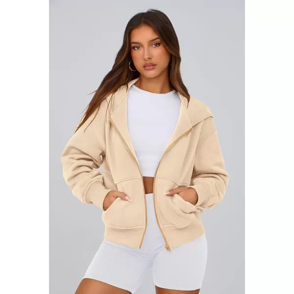 PRETTYGARDEN Womens Zip Up Hoodie Sweatshirt Y2K Fall Fashion Clothes Long Sleeve Loose Fit Pockets Casual Trendy JacketApricot