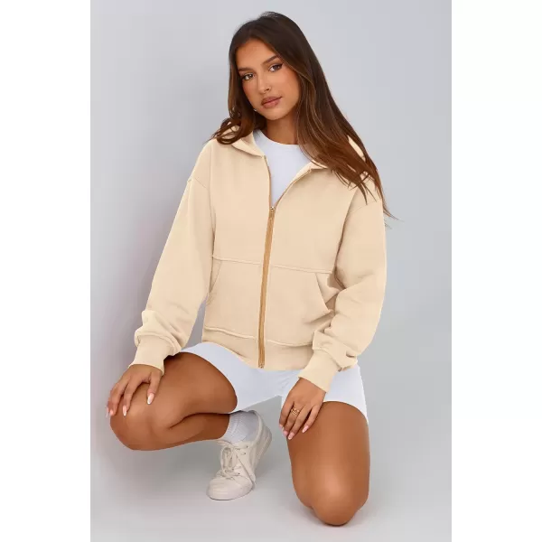 PRETTYGARDEN Womens Zip Up Hoodie Sweatshirt Y2K Fall Fashion Clothes Long Sleeve Loose Fit Pockets Casual Trendy JacketApricot
