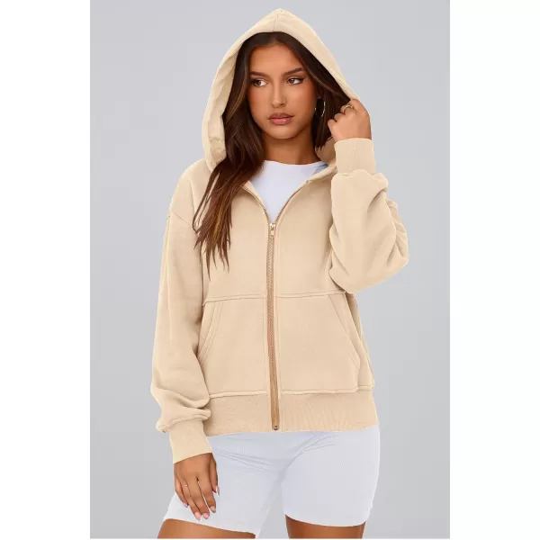 PRETTYGARDEN Womens Zip Up Hoodie Sweatshirt Y2K Fall Fashion Clothes Long Sleeve Loose Fit Pockets Casual Trendy JacketApricot