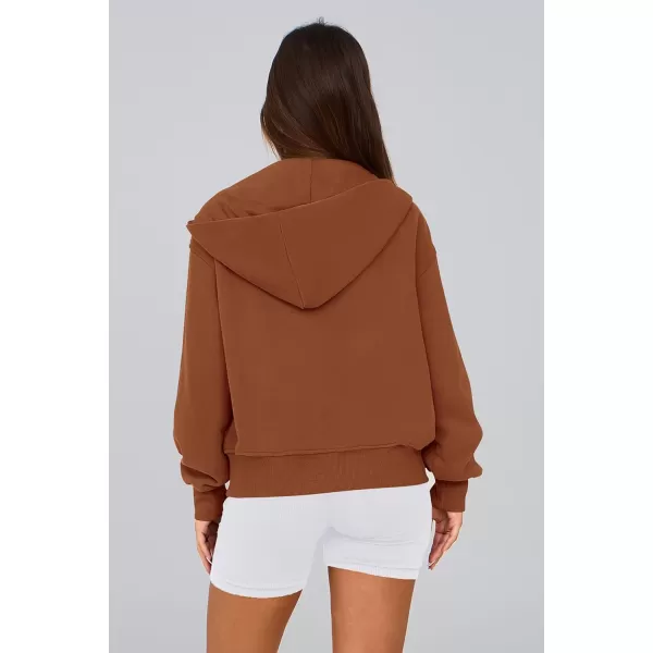 PRETTYGARDEN Womens Zip Up Hoodie Sweatshirt Y2K Fall Fashion Clothes Long Sleeve Loose Fit Pockets Casual Trendy JacketBrown