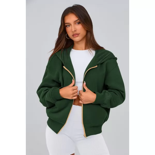PRETTYGARDEN Womens Zip Up Hoodie Sweatshirt Y2K Fall Fashion Clothes Long Sleeve Loose Fit Pockets Casual Trendy JacketDark Green