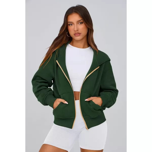 PRETTYGARDEN Womens Zip Up Hoodie Sweatshirt Y2K Fall Fashion Clothes Long Sleeve Loose Fit Pockets Casual Trendy JacketDark Green