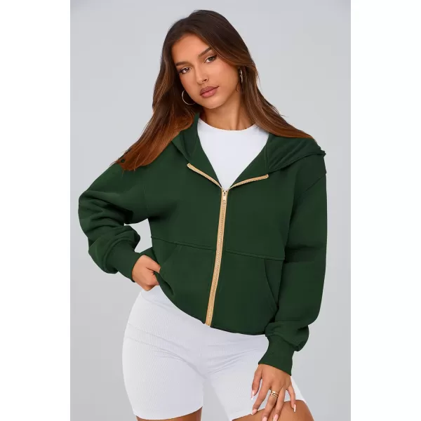 PRETTYGARDEN Womens Zip Up Hoodie Sweatshirt Y2K Fall Fashion Clothes Long Sleeve Loose Fit Pockets Casual Trendy JacketDark Green