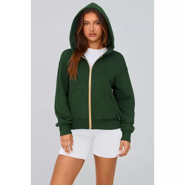 PRETTYGARDEN Womens Zip Up Hoodie Sweatshirt Y2K Fall Fashion Clothes Long Sleeve Loose Fit Pockets Casual Trendy JacketDark Green