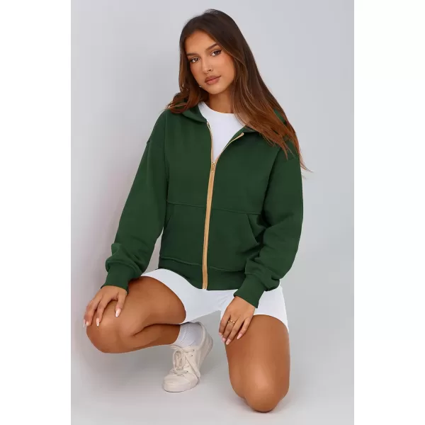PRETTYGARDEN Womens Zip Up Hoodie Sweatshirt Y2K Fall Fashion Clothes Long Sleeve Loose Fit Pockets Casual Trendy JacketDark Green