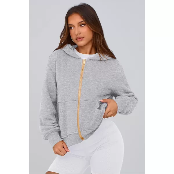 PRETTYGARDEN Womens Zip Up Hoodie Sweatshirt Y2K Fall Fashion Clothes Long Sleeve Loose Fit Pockets Casual Trendy JacketGrey