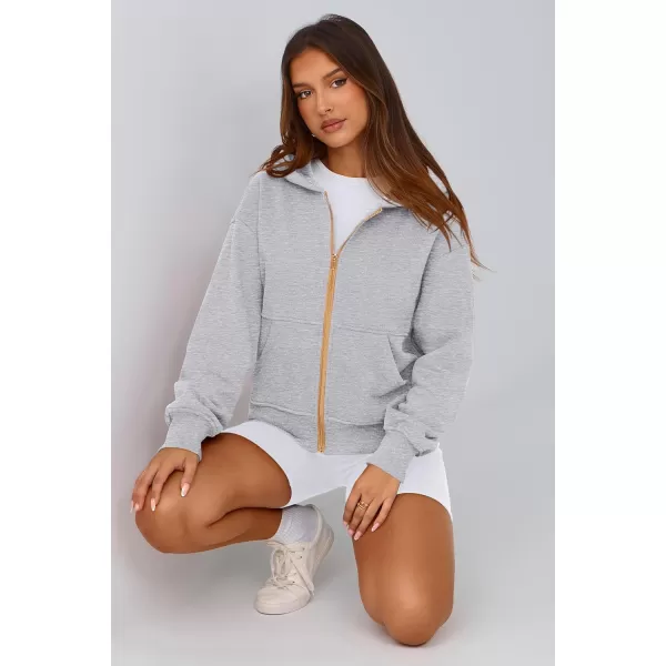 PRETTYGARDEN Womens Zip Up Hoodie Sweatshirt Y2K Fall Fashion Clothes Long Sleeve Loose Fit Pockets Casual Trendy JacketGrey