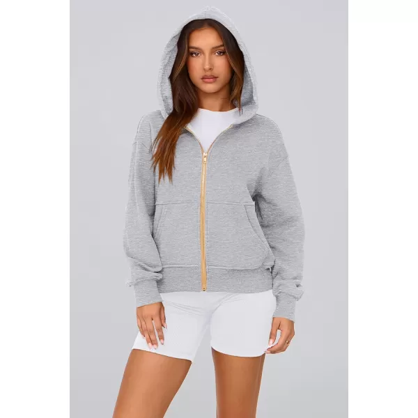 PRETTYGARDEN Womens Zip Up Hoodie Sweatshirt Y2K Fall Fashion Clothes Long Sleeve Loose Fit Pockets Casual Trendy JacketGrey