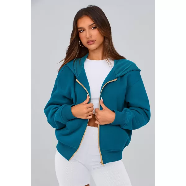 PRETTYGARDEN Womens Zip Up Hoodie Sweatshirt Y2K Fall Fashion Clothes Long Sleeve Loose Fit Pockets Casual Trendy JacketLake Blue