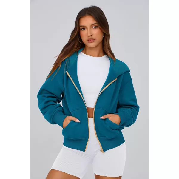 PRETTYGARDEN Womens Zip Up Hoodie Sweatshirt Y2K Fall Fashion Clothes Long Sleeve Loose Fit Pockets Casual Trendy JacketLake Blue