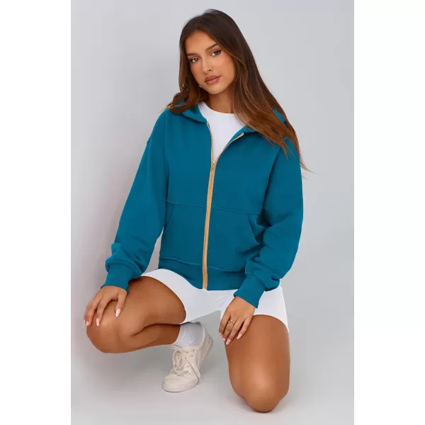 PRETTYGARDEN Womens Zip Up Hoodie Sweatshirt Y2K Fall Fashion Clothes Long Sleeve Loose Fit Pockets Casual Trendy JacketLake Blue