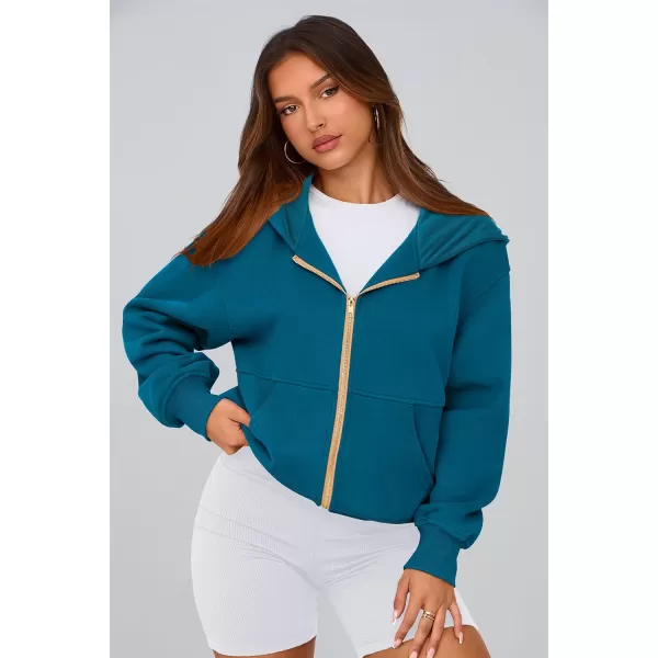 PRETTYGARDEN Womens Zip Up Hoodie Sweatshirt Y2K Fall Fashion Clothes Long Sleeve Loose Fit Pockets Casual Trendy JacketLake Blue