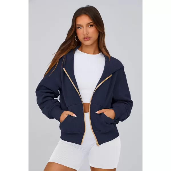 PRETTYGARDEN Womens Zip Up Hoodie Sweatshirt Y2K Fall Fashion Clothes Long Sleeve Loose Fit Pockets Casual Trendy JacketNavy