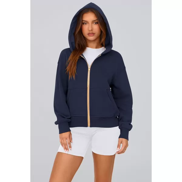 PRETTYGARDEN Womens Zip Up Hoodie Sweatshirt Y2K Fall Fashion Clothes Long Sleeve Loose Fit Pockets Casual Trendy JacketNavy
