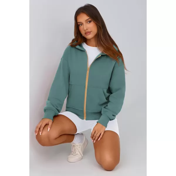 PRETTYGARDEN Womens Zip Up Hoodie Sweatshirt Y2K Fall Fashion Clothes Long Sleeve Loose Fit Pockets Casual Trendy JacketSage Green