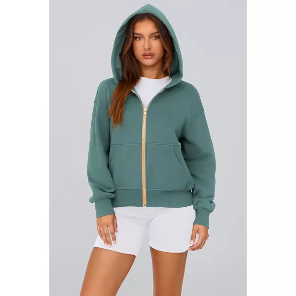 PRETTYGARDEN Womens Zip Up Hoodie Sweatshirt Y2K Fall Fashion Clothes Long Sleeve Loose Fit Pockets Casual Trendy JacketSage Green