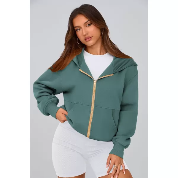 PRETTYGARDEN Womens Zip Up Hoodie Sweatshirt Y2K Fall Fashion Clothes Long Sleeve Loose Fit Pockets Casual Trendy JacketSage Green