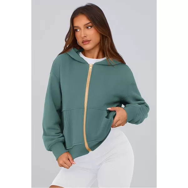 PRETTYGARDEN Womens Zip Up Hoodie Sweatshirt Y2K Fall Fashion Clothes Long Sleeve Loose Fit Pockets Casual Trendy JacketSage Green