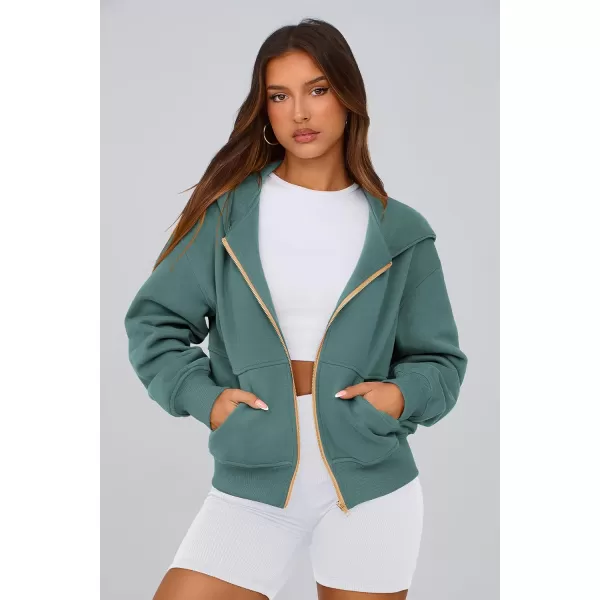PRETTYGARDEN Womens Zip Up Hoodie Sweatshirt Y2K Fall Fashion Clothes Long Sleeve Loose Fit Pockets Casual Trendy JacketSage Green