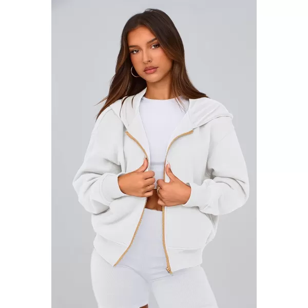 PRETTYGARDEN Womens Zip Up Hoodie Sweatshirt Y2K Fall Fashion Clothes Long Sleeve Loose Fit Pockets Casual Trendy JacketWhite