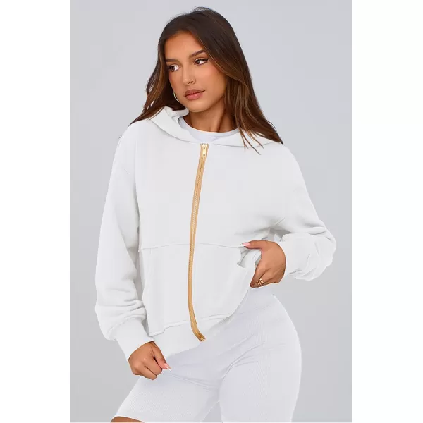 PRETTYGARDEN Womens Zip Up Hoodie Sweatshirt Y2K Fall Fashion Clothes Long Sleeve Loose Fit Pockets Casual Trendy JacketWhite