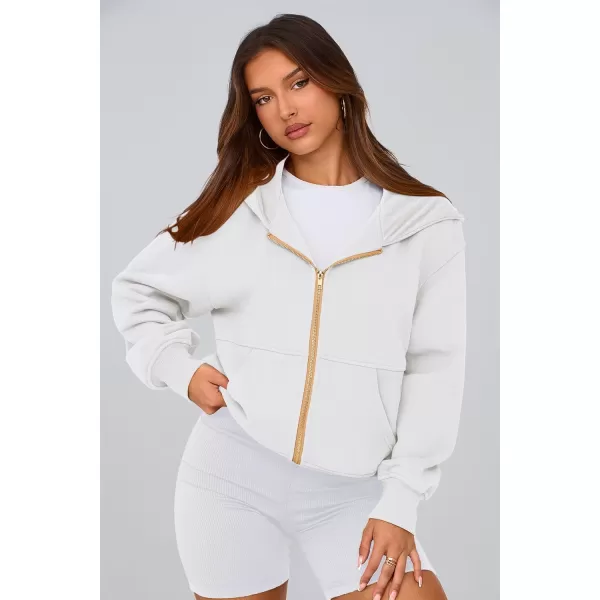 PRETTYGARDEN Womens Zip Up Hoodie Sweatshirt Y2K Fall Fashion Clothes Long Sleeve Loose Fit Pockets Casual Trendy JacketWhite