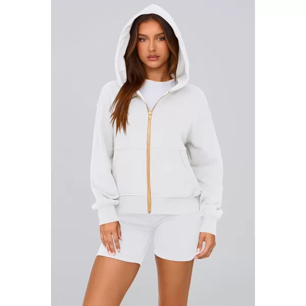 PRETTYGARDEN Womens Zip Up Hoodie Sweatshirt Y2K Fall Fashion Clothes Long Sleeve Loose Fit Pockets Casual Trendy JacketWhite