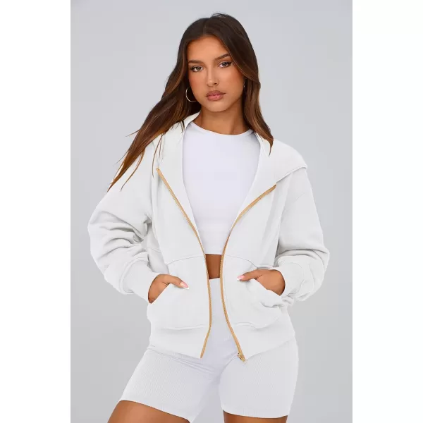 PRETTYGARDEN Womens Zip Up Hoodie Sweatshirt Y2K Fall Fashion Clothes Long Sleeve Loose Fit Pockets Casual Trendy JacketWhite