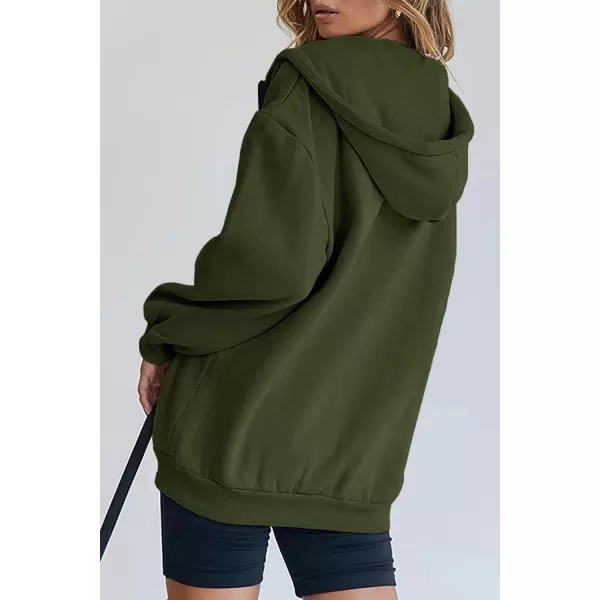 PRETTYGARDEN Womens Zip Up Y2K Hoodies Casual Long Sleeve Track Jackets With PocketsArmy Green