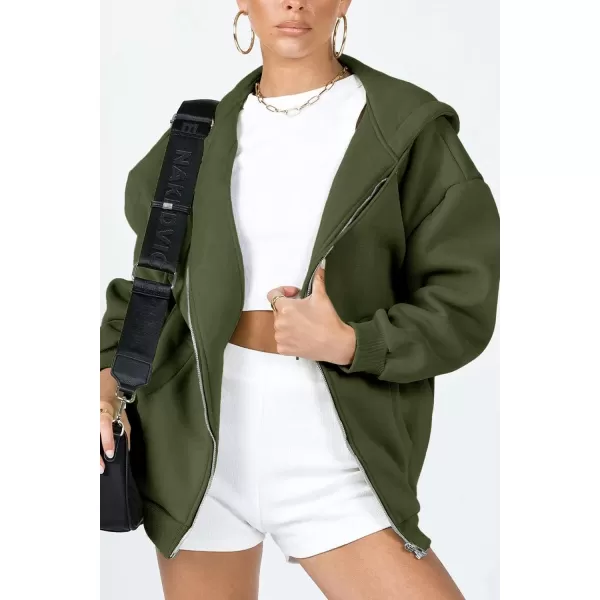 PRETTYGARDEN Womens Zip Up Y2K Hoodies Casual Long Sleeve Track Jackets With PocketsArmy Green