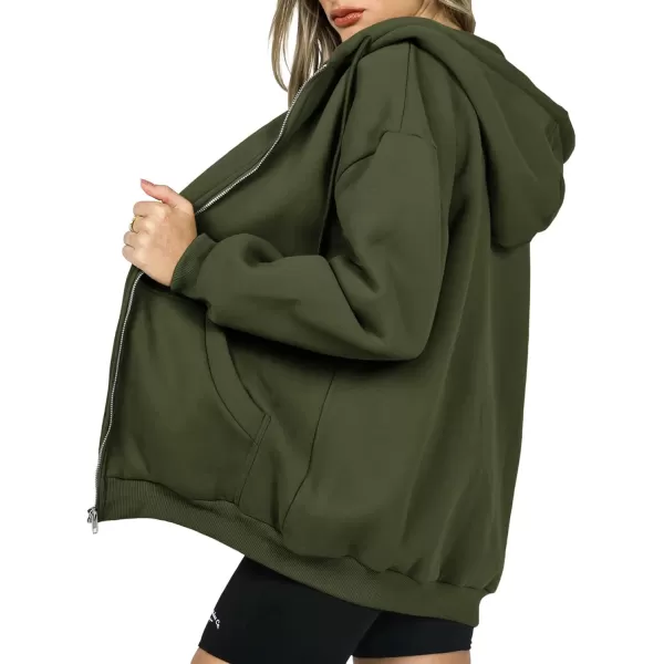 PRETTYGARDEN Womens Zip Up Y2K Hoodies Casual Long Sleeve Track Jackets With PocketsArmy Green