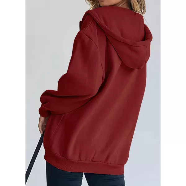 PRETTYGARDEN Womens Zip Up Y2K Hoodies Casual Long Sleeve Track Jackets With PocketsBrown Red