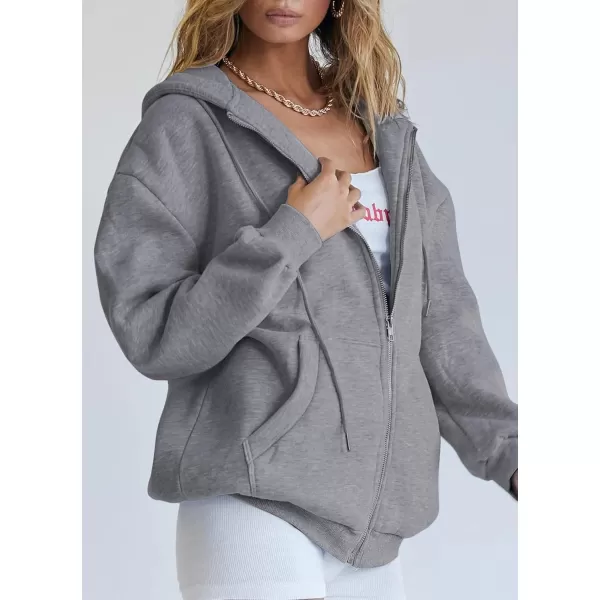 PRETTYGARDEN Womens Zip Up Y2K Hoodies Casual Long Sleeve Track Jackets With PocketsDark Grey