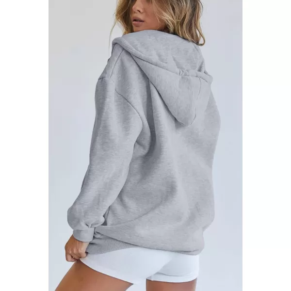 PRETTYGARDEN Womens Zip Up Y2K Hoodies Casual Long Sleeve Track Jackets With PocketsGrey