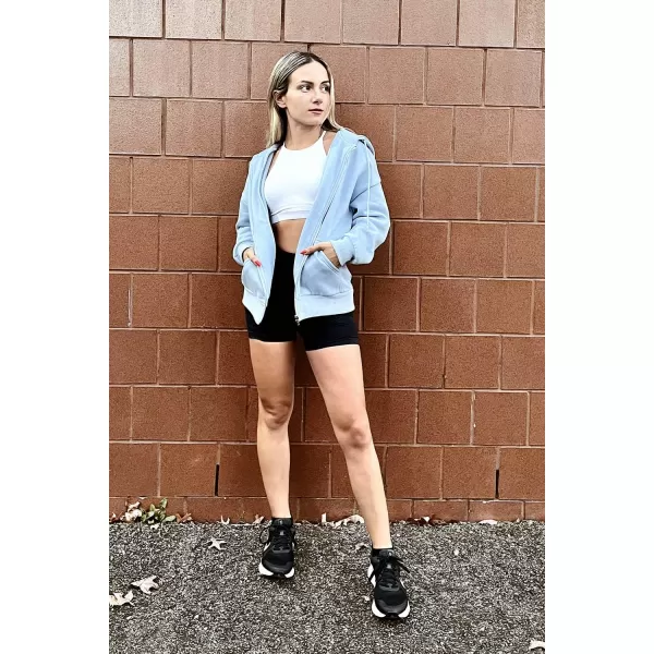 PRETTYGARDEN Womens Zip Up Y2K Hoodies Casual Long Sleeve Track Jackets With PocketsLight Blue
