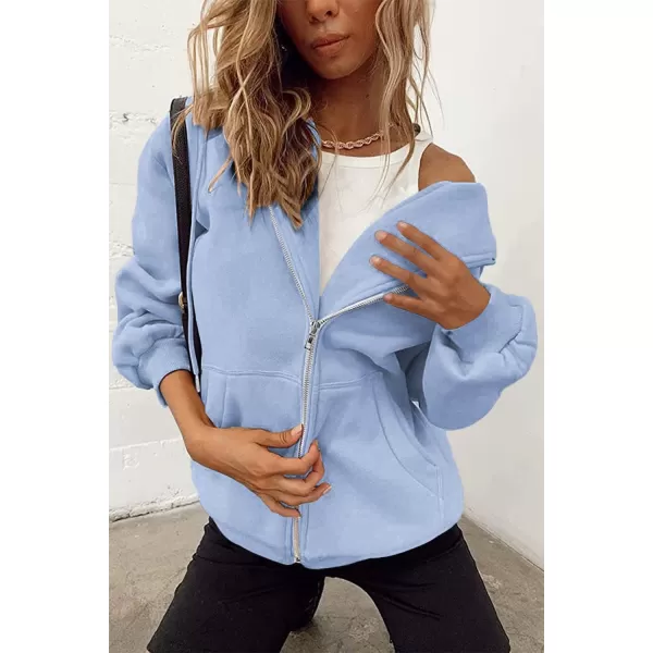 PRETTYGARDEN Womens Zip Up Y2K Hoodies Casual Long Sleeve Track Jackets With PocketsLight Blue
