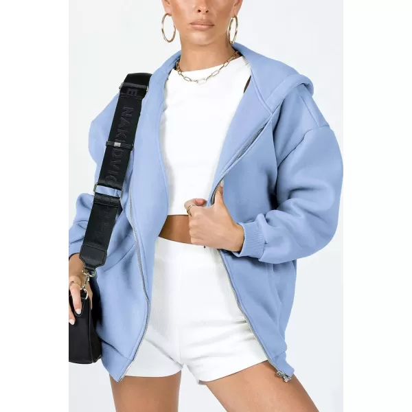 PRETTYGARDEN Womens Zip Up Y2K Hoodies Casual Long Sleeve Track Jackets With PocketsLight Blue
